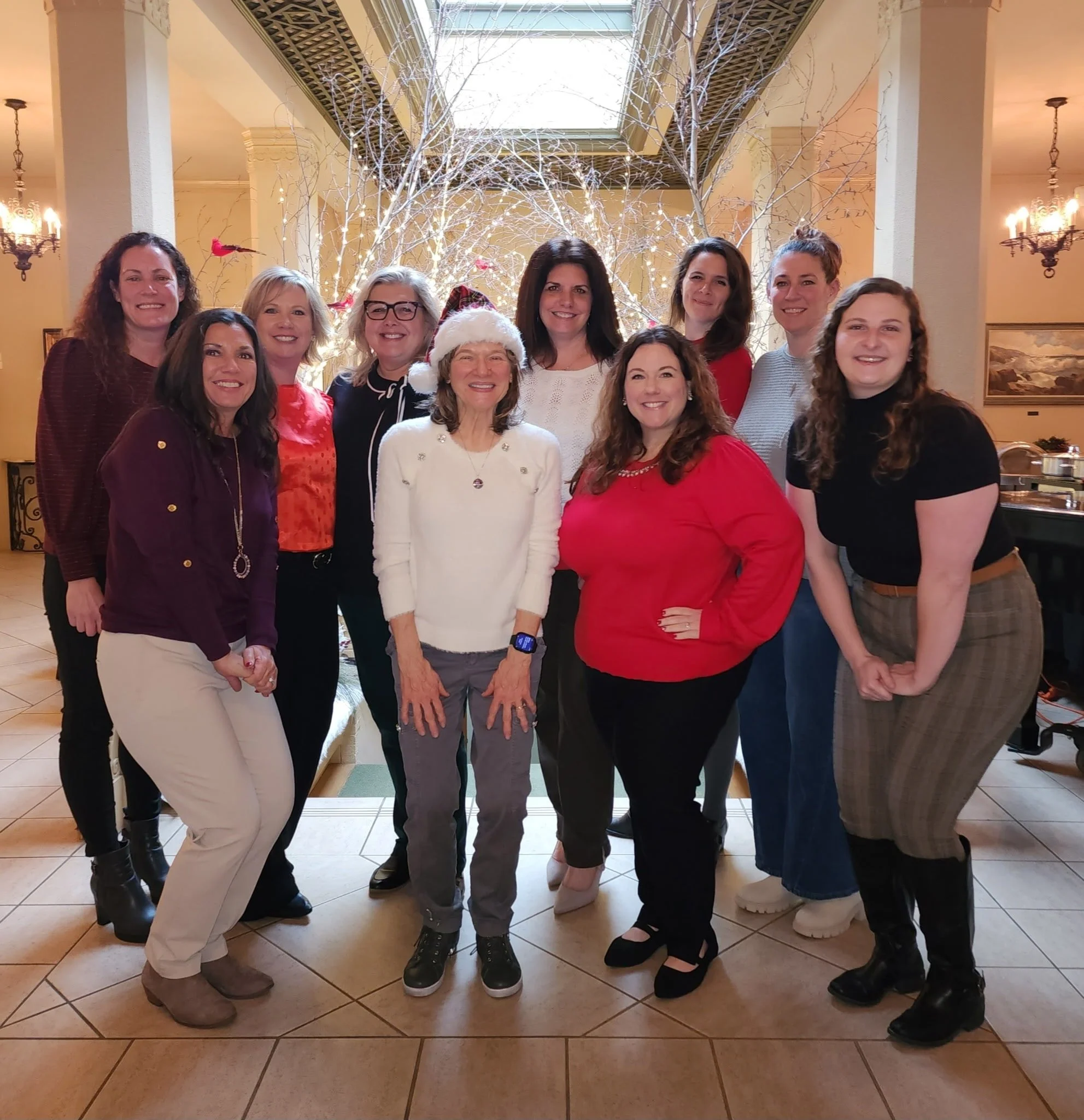 Women in leadership members at a Christmas event.