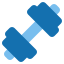 A blue dumbbell icon