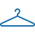 A blue clothing hanger against a plain white background.