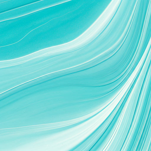 Abstract image of flowing, curved lines in shades of turquoise and white.