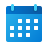 A blue calendar icon with a grid and a small white square in the bottom right corner.