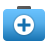 Blue medical cross symbol on a white background
