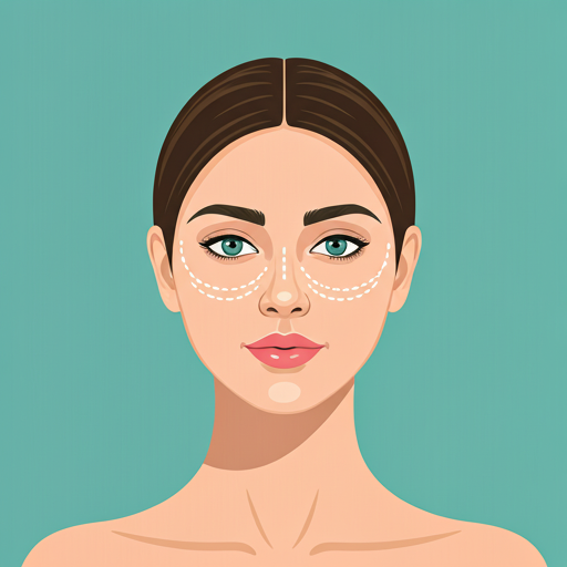 An illustration of a woman with dotted lines under her eyes indicating cosmetic or cosmetic surgery areas.