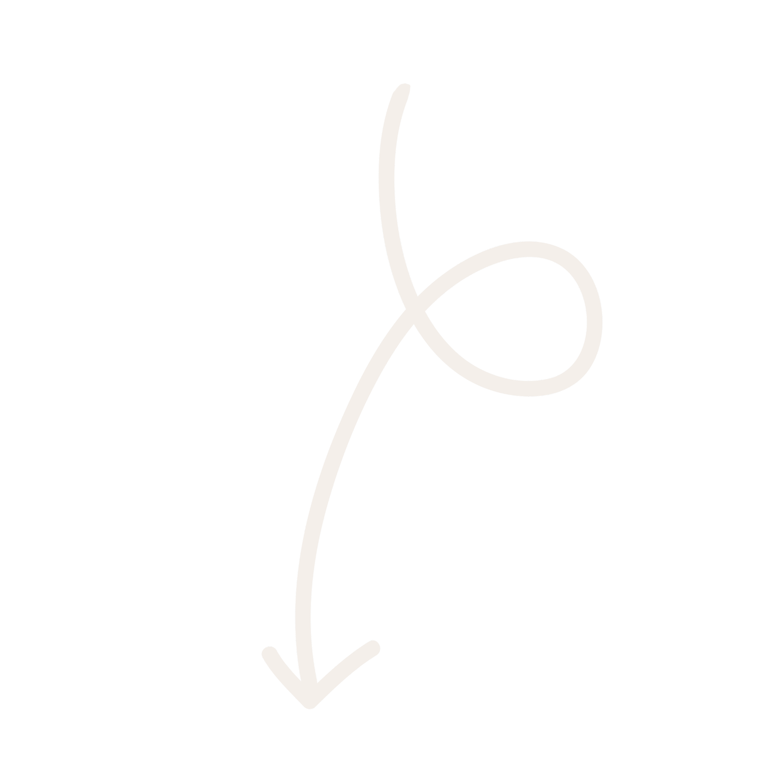 Curly arrow pointing down.