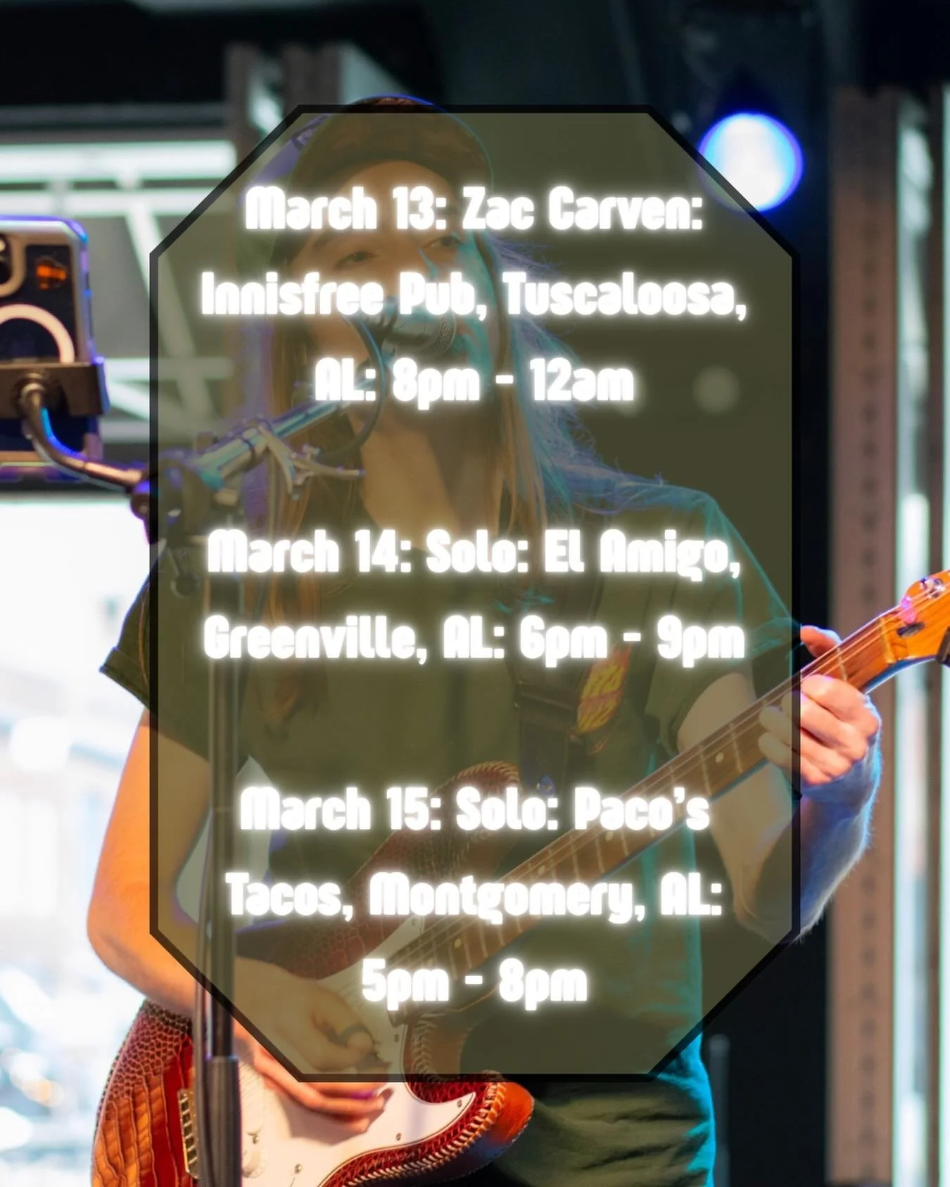 Headed back to Sweet Home Alabama for the weekend!! I&rsquo;d love to see all my hometown folks so make plans to come out and see me!!

📸: @hannybphotography 

#guitarist #vocalist #goinghome #rolltide