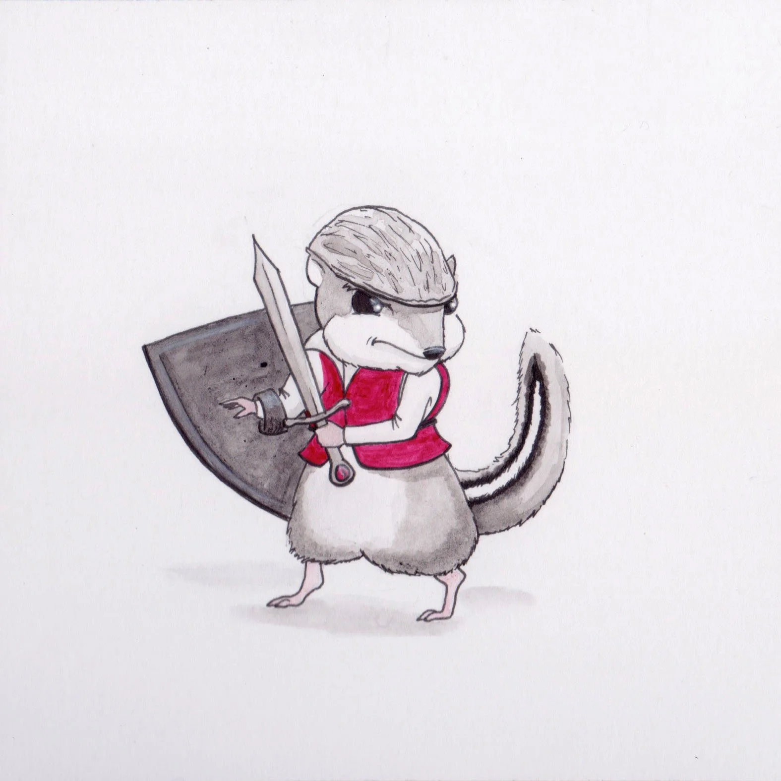  Ink &amp; Watercolor, “Walnut,” 2021  Inktober prompt “Helmet” 