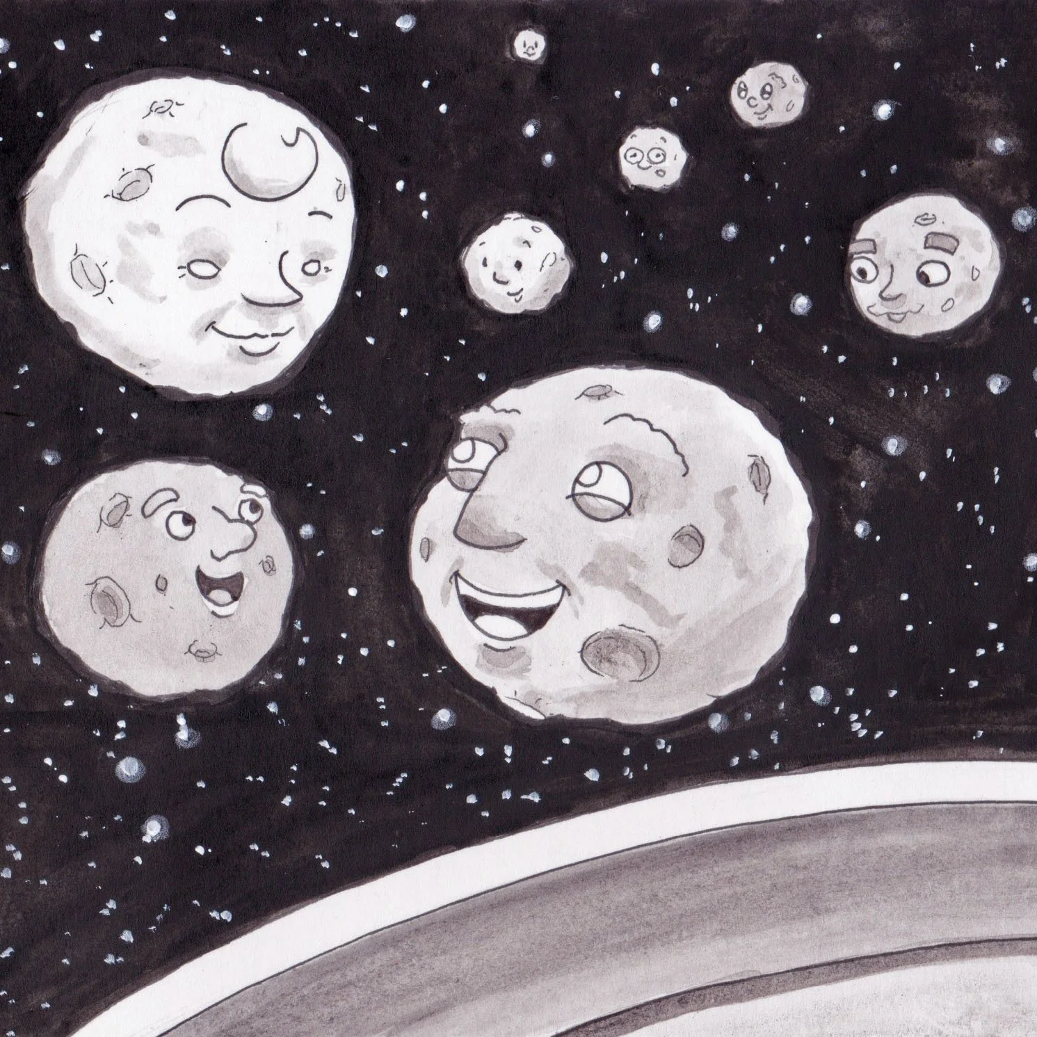 Ink, “Saturn’s Dignitaries,” 2021  Inktober prompt “Moon” 
