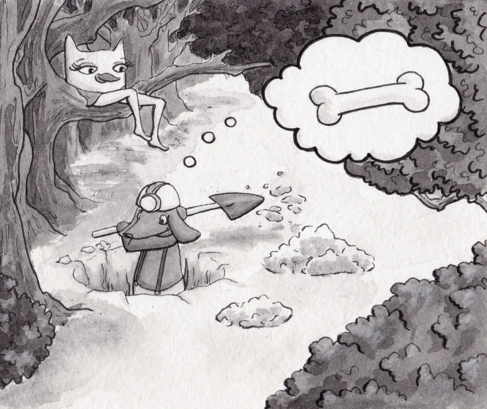  Ink painting, Inktober 2020 prompt “Dig 