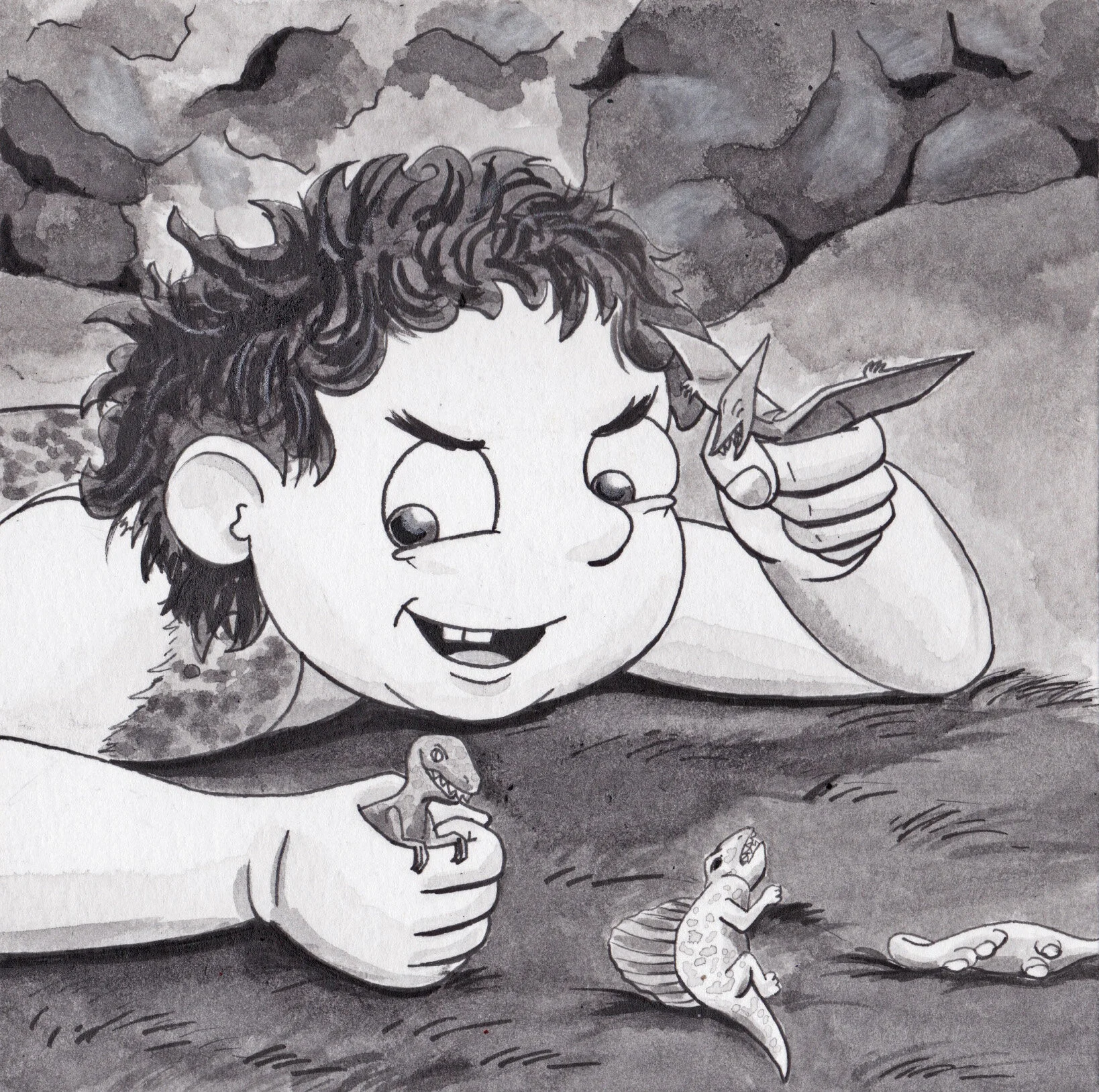  Ink wash painting, Inktober + PRIMAL 2020 prompt “Prey” 