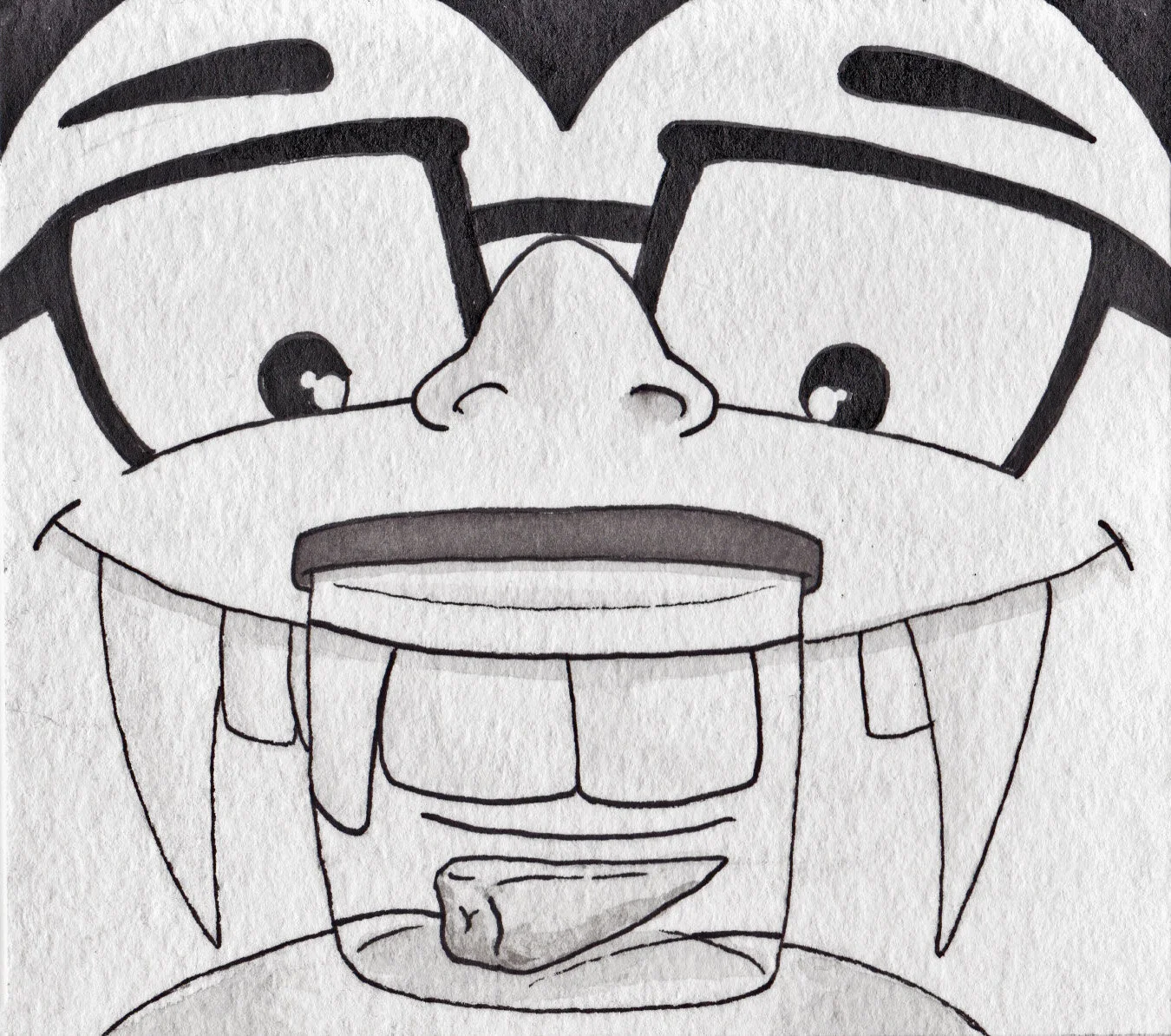  Ink wash painting, Inktober 2020 prompt “Teeth” 