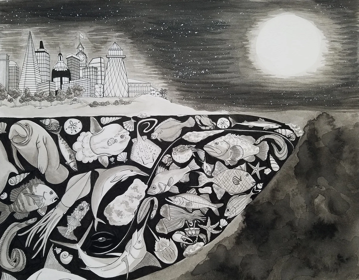 "Light the Way," ink, 2018