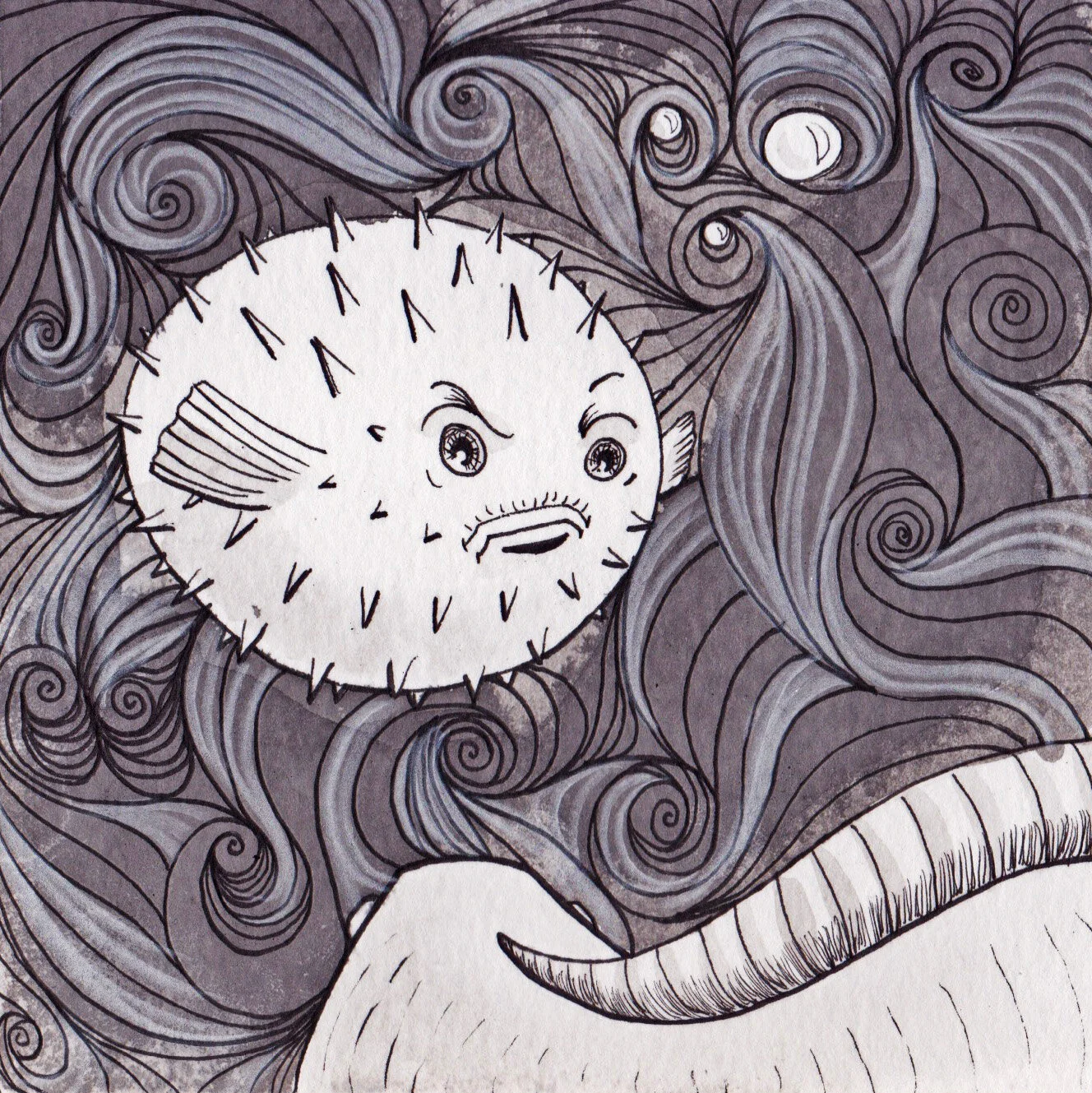  Ink wash painting, Inktober 2020 prompt “Armor” 