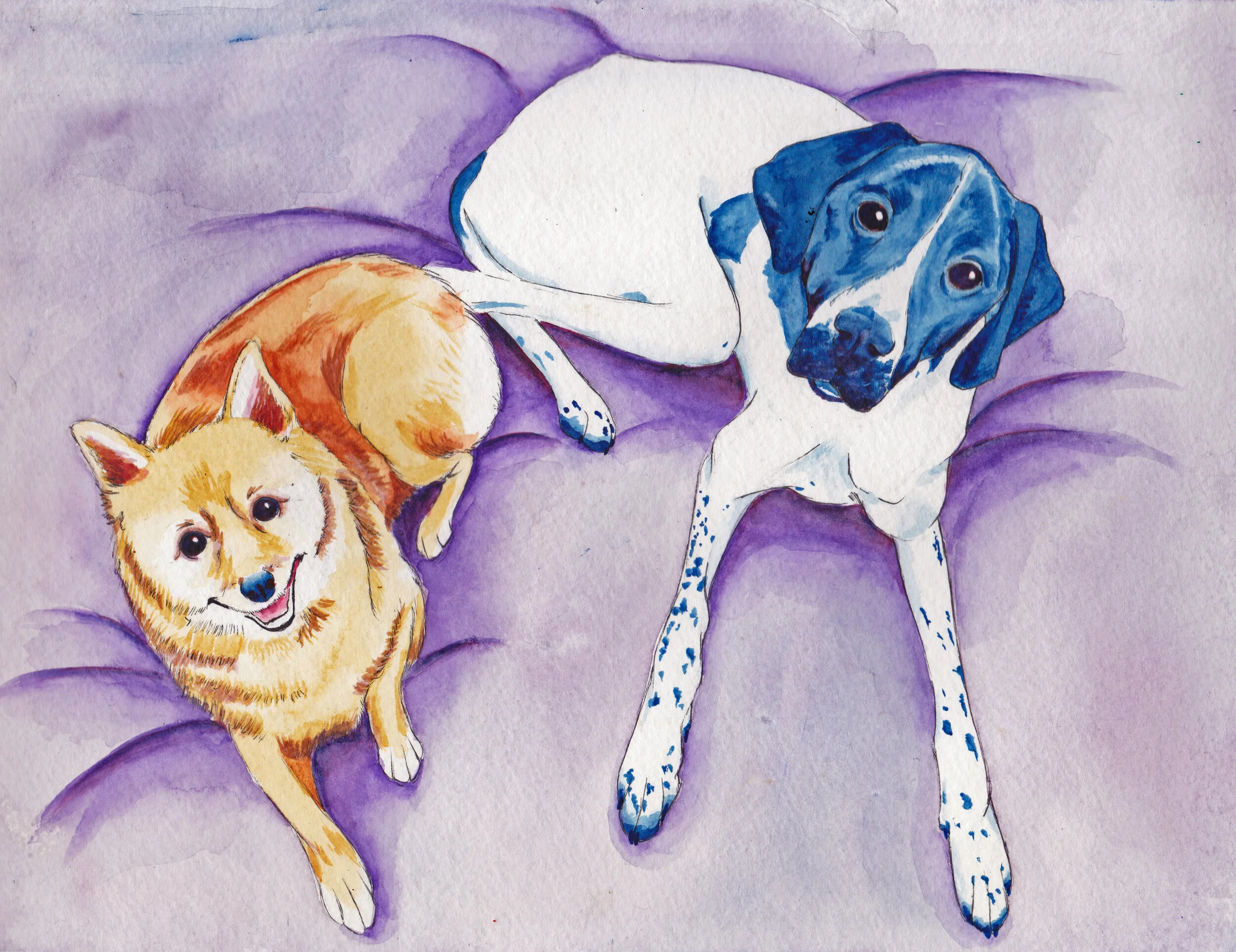  Watercolor, “Cami &amp; Miele” 2021 