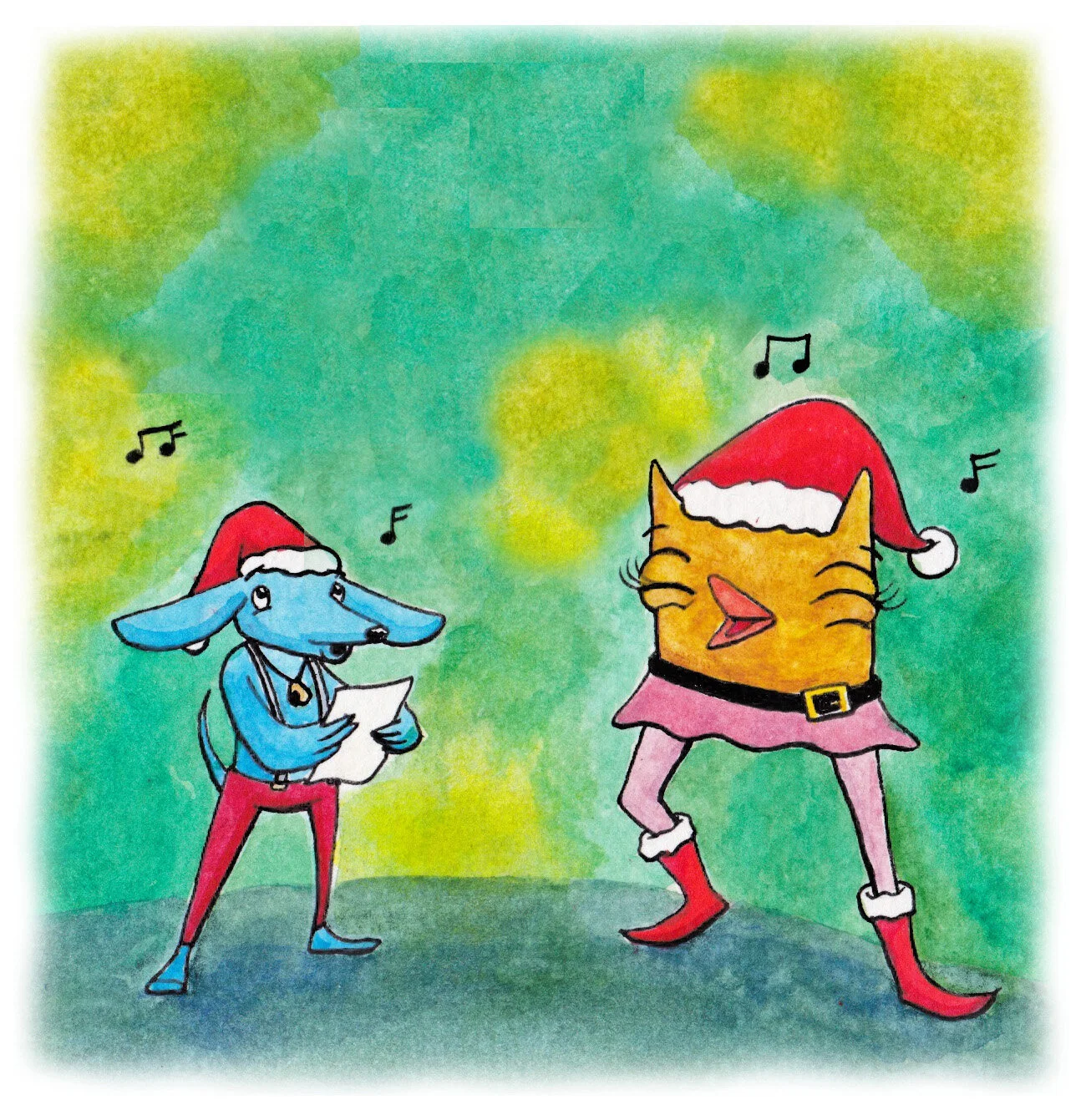  Watercolor, “12 Days of Christmas 2020 