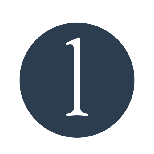 Number one inside a dark blue circle.