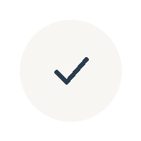 White checkmark inside a gray circle on a black background.