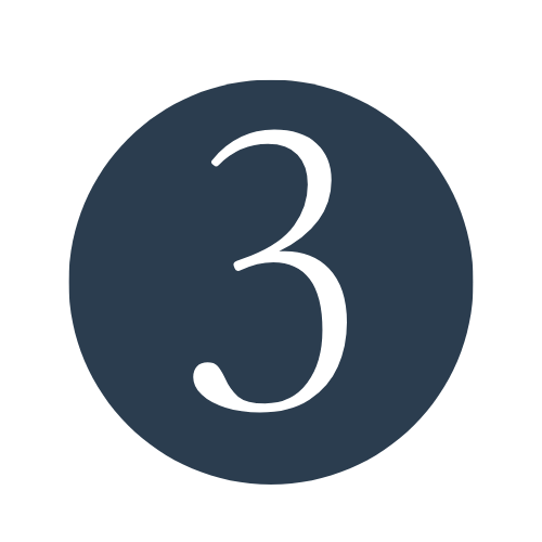 Number three inside a dark blue circle on a black background.