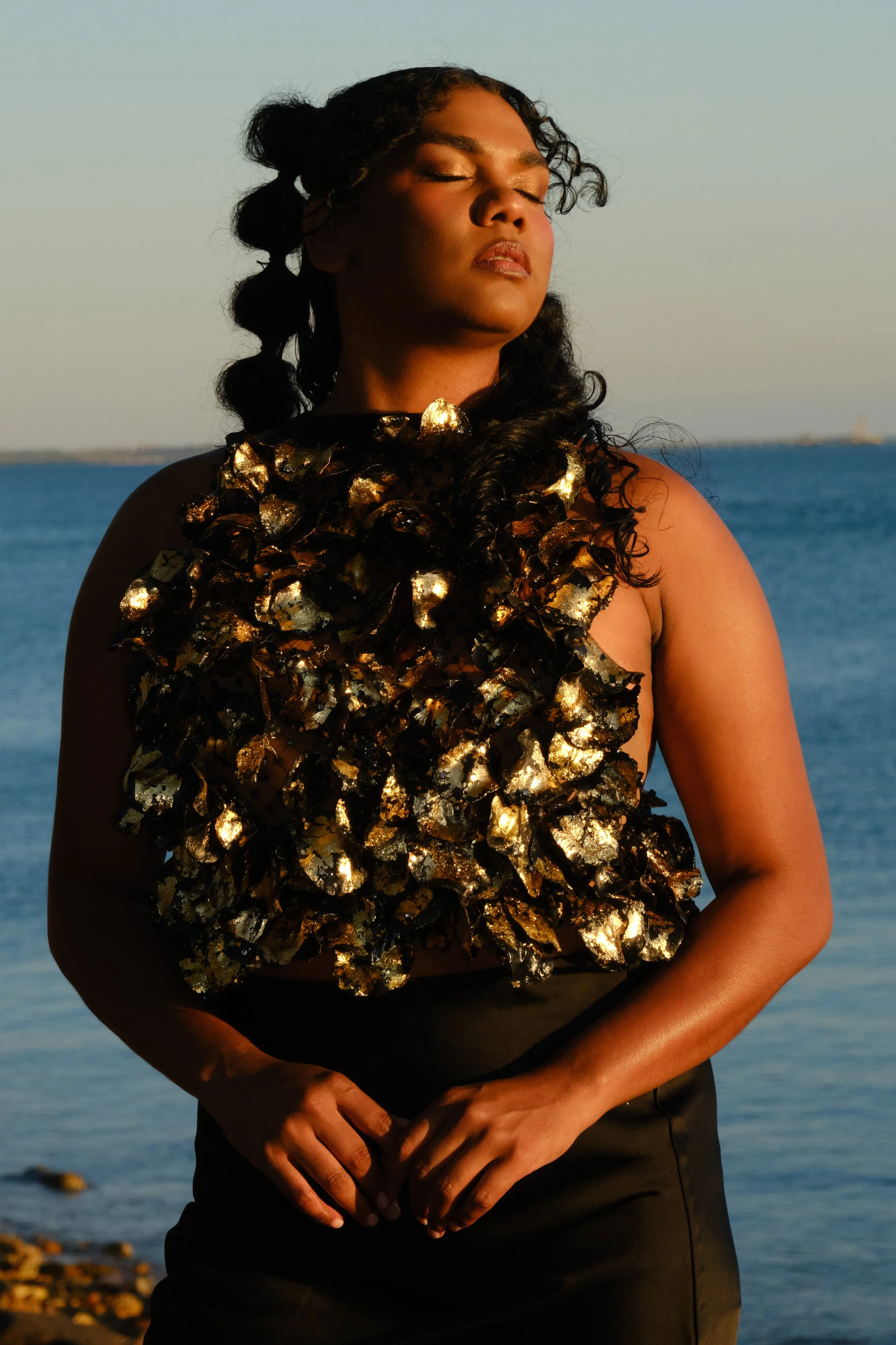 Jadene Croft, Model, Wearing garments by Cleonie Quayle, Wearable Art Award_ Supported by Eastland, National Indigenous Fashion Awards, 2025, Photo by Marley Morgan_3 (1) (1).jpg