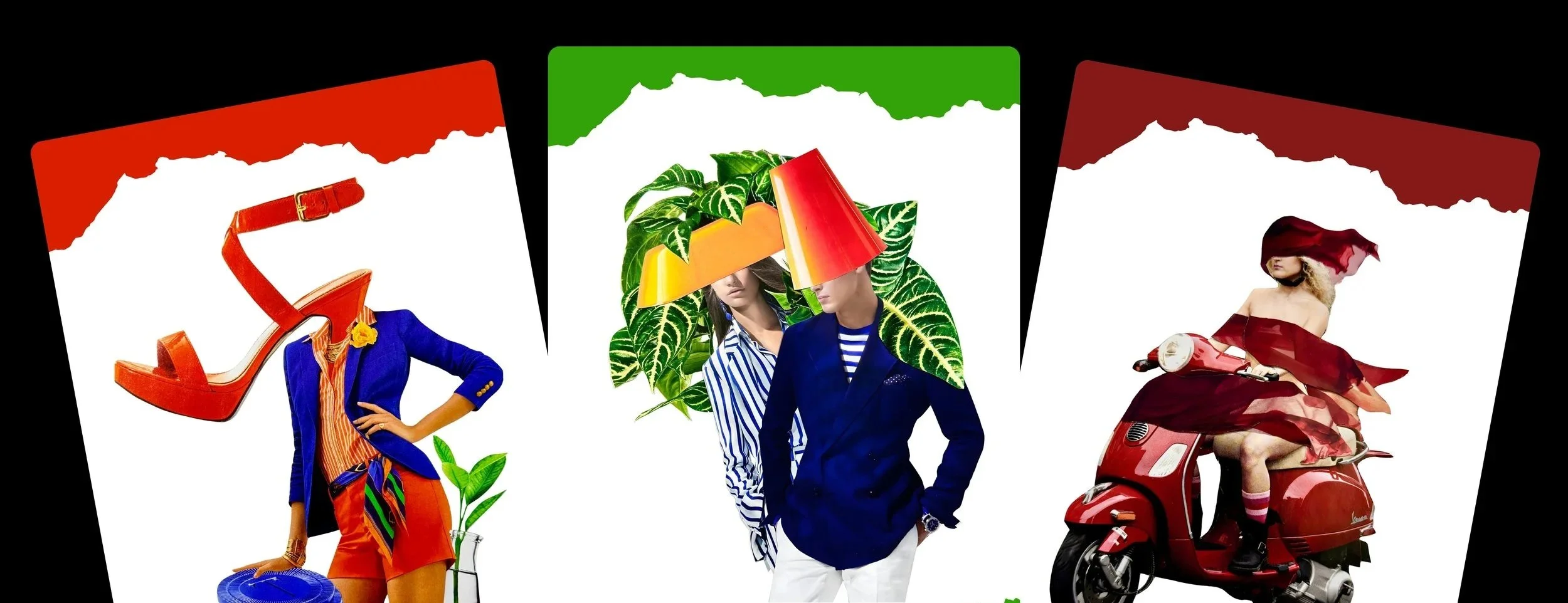 Surreal collage character cards by CJ featured in Creative Access Pass membership with exclusive content and monthly art prints.