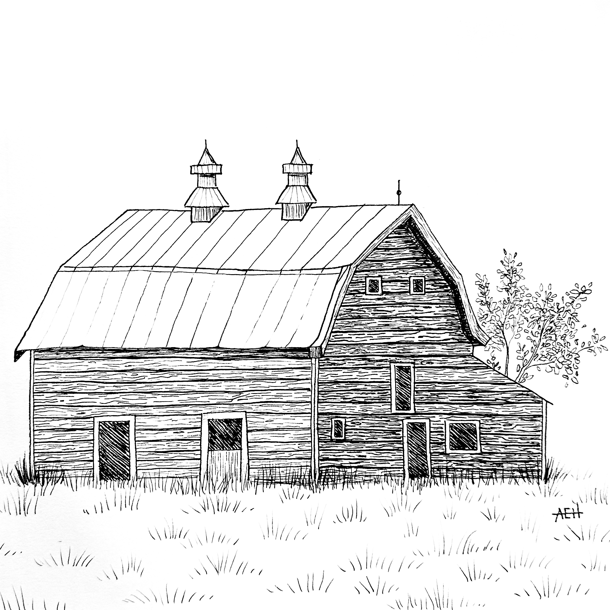 *PREORDER* Barn Ink Drawing Fine Art Print