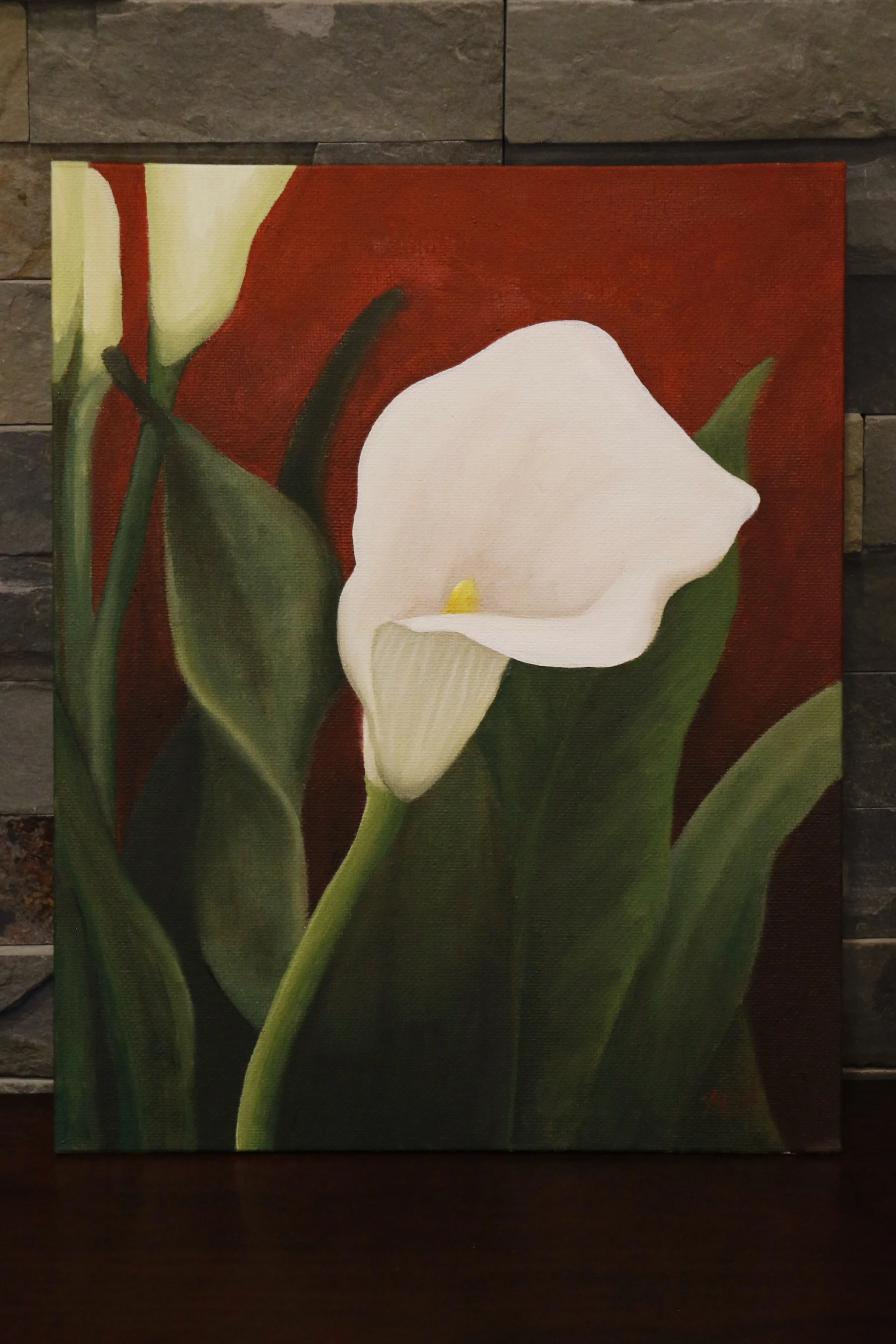 Ivory and Velvet | Original White Calla Lily Oil Painting (8x10)