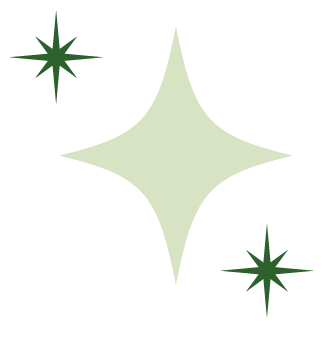 Three green and white stars graphic