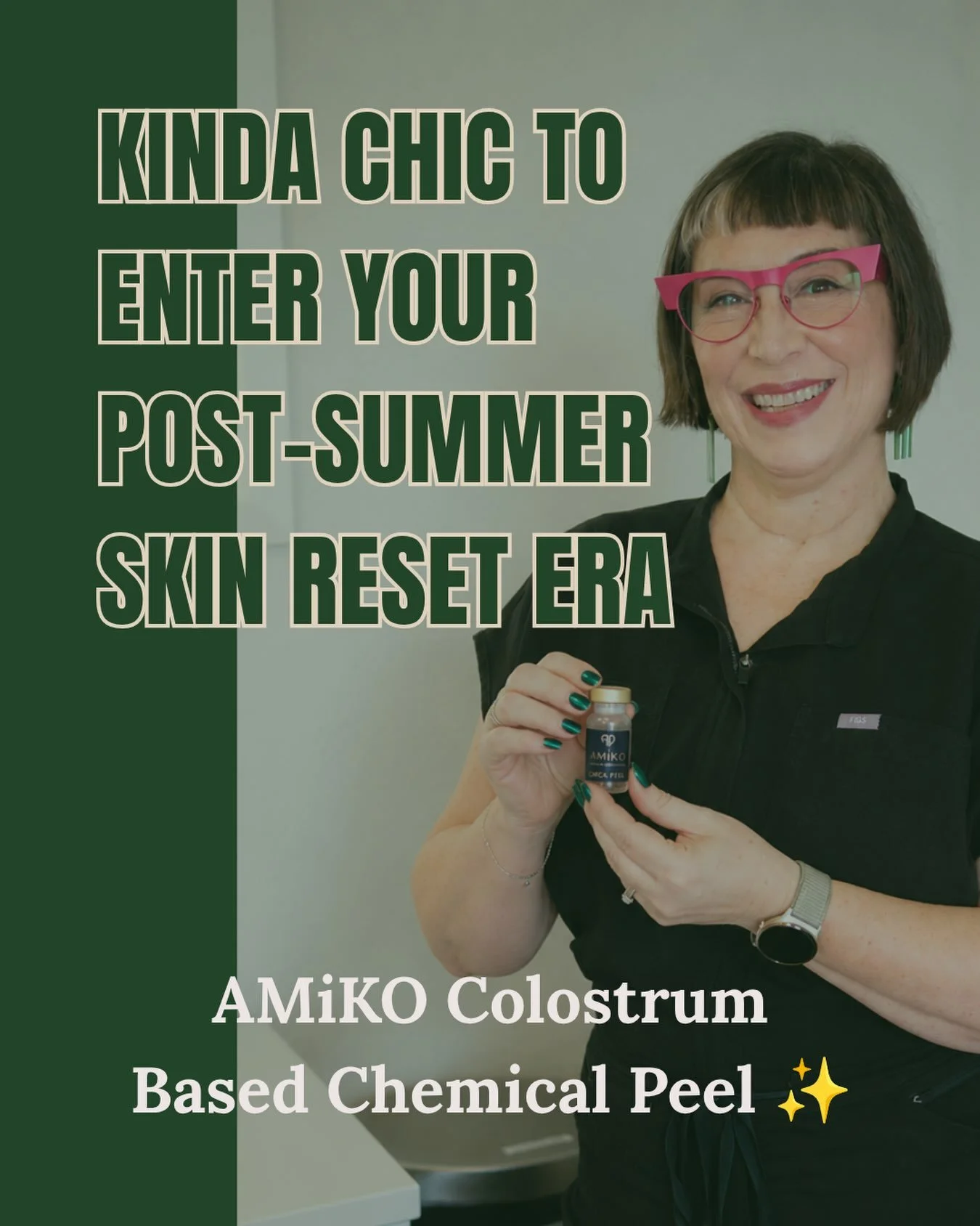 Kinda chic if you ask me. 😉✨

If summer left your skin feeling like it could use a little refresh, my AMiKO Colostrum Based Chemical Peel might be just what you&rsquo;ve been looking for.

And since we&rsquo;re in our September skin reset era, I cur