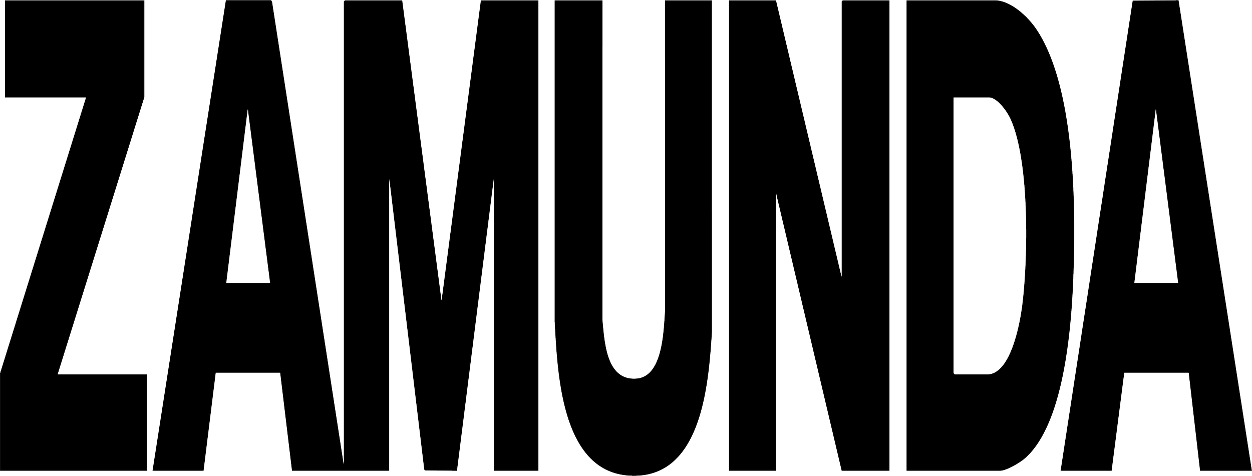 Imagem com o texto grande e contornado de 'ZAMUNDA' na cor preta sobre fundo transparente.