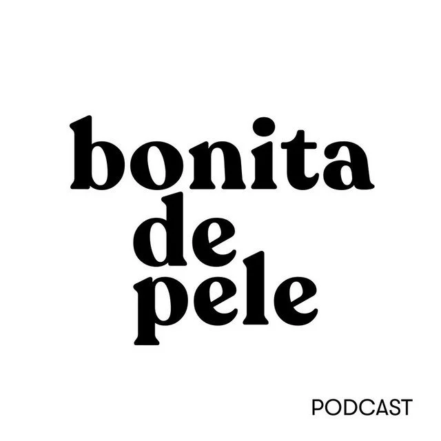 Logo do podcast 'Bonita de Pele' com texto em preto em fundo branco