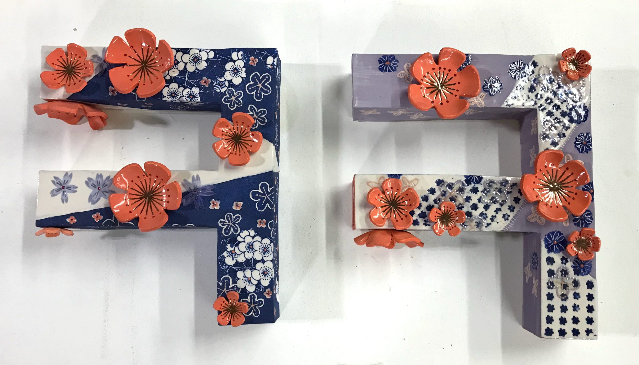 10" x 22" x 3" ceramic, underglaze, glaze, luster