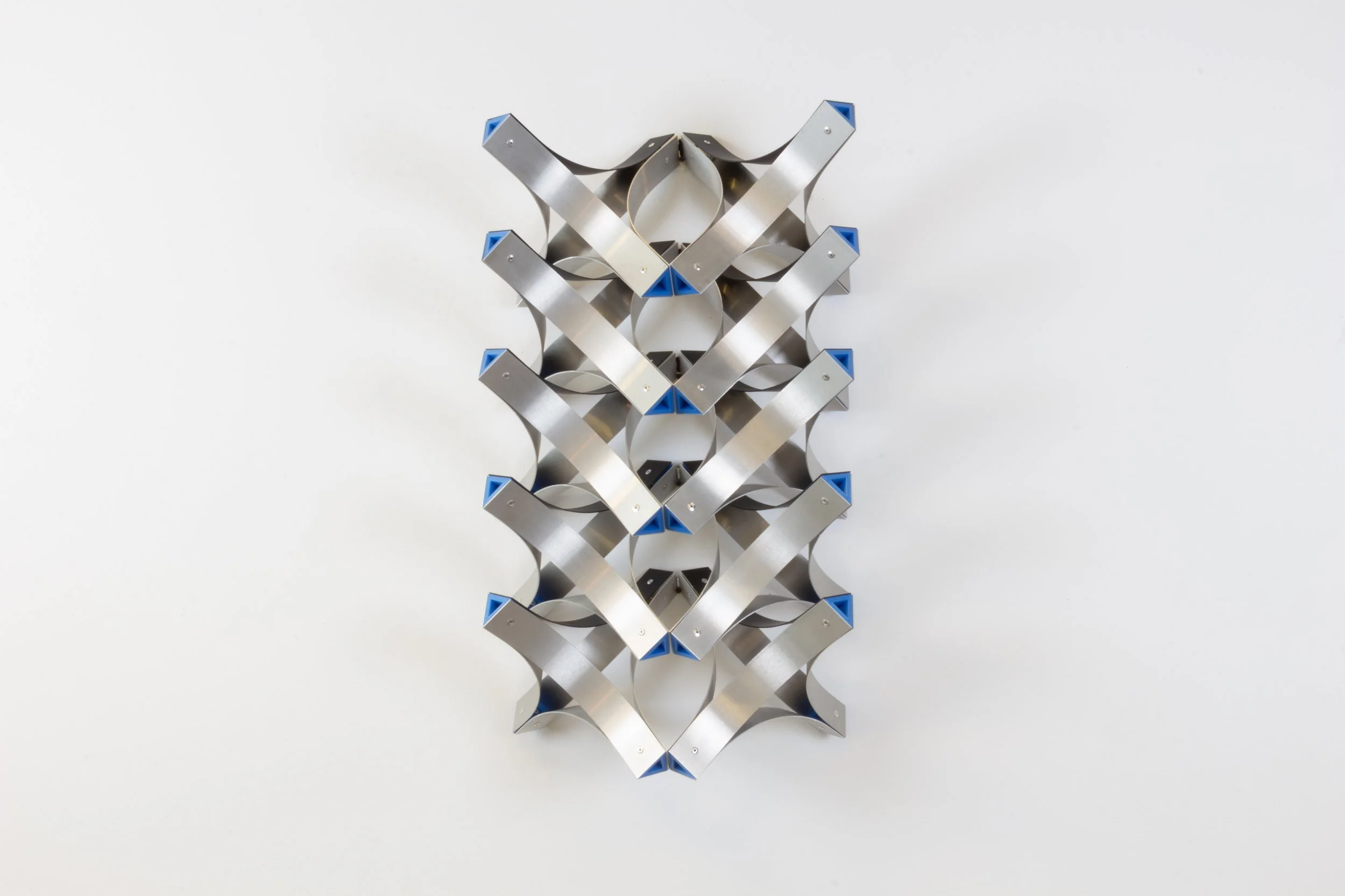 César López
Structural Form: Sequence, 2026
Aluminum, Anodized Aluminum, PLA Print, Hardware.
20x32x10 Inches
