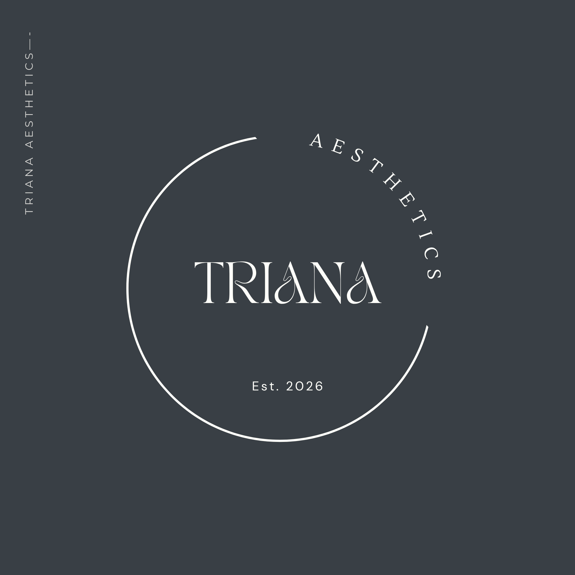 Official Triana Aesthetics dark brand logo representing advanced skin treatments and clinical excellence in Warwickshire.