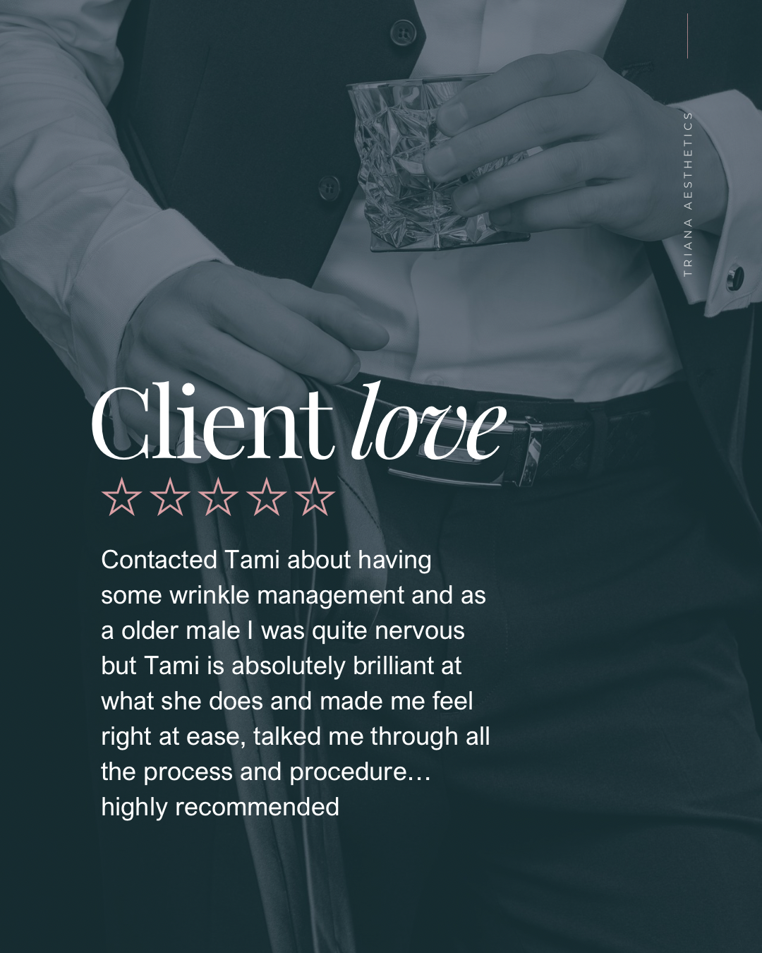 Client testimonial and review graphic highlighting trusted results at Triana Aesthetics in Nuneaton.