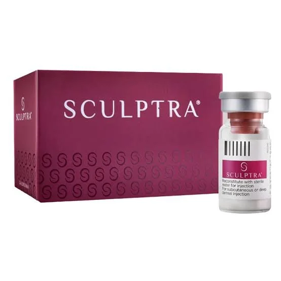 Sculptra vial and product box for collagen-stimulating aesthetic injections at Triana Aesthetics.