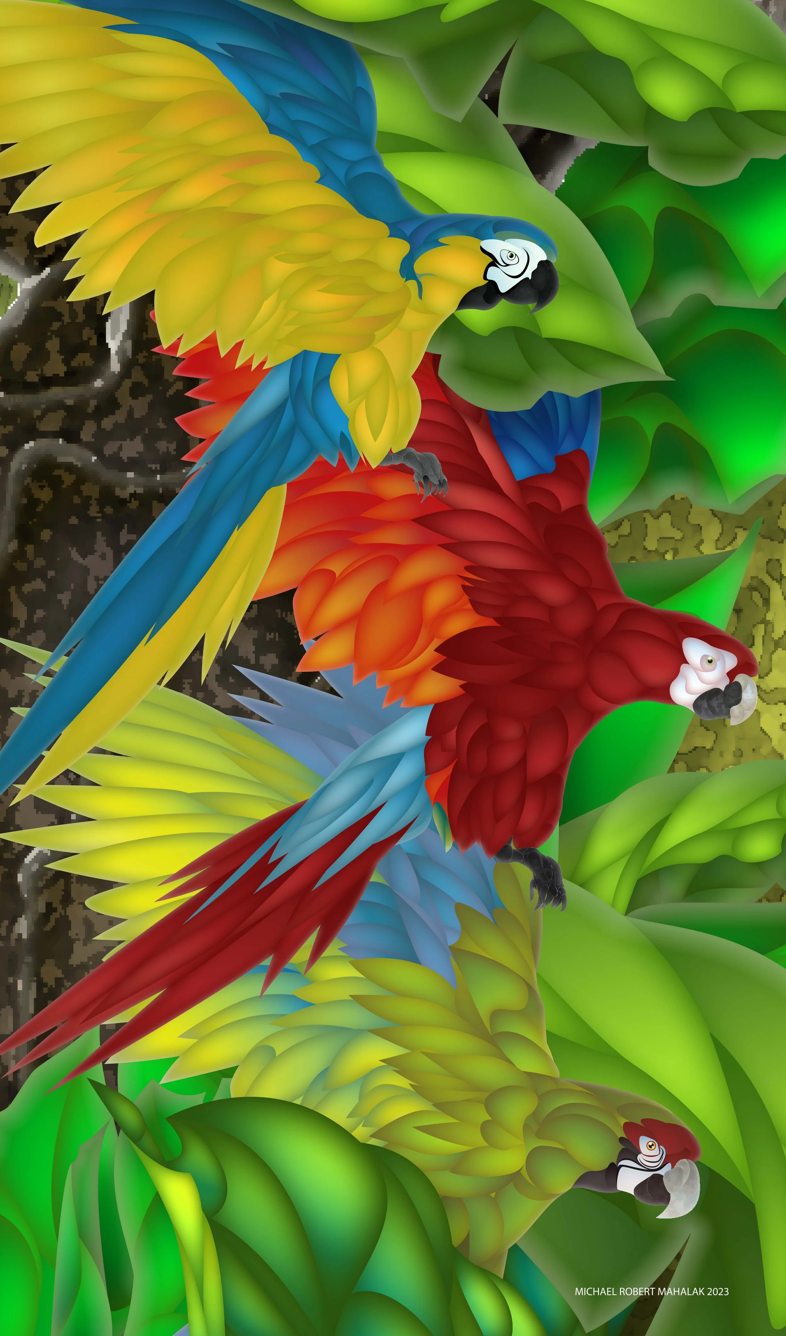 "Tropical Birds", Digital, 17" x 10", 2023