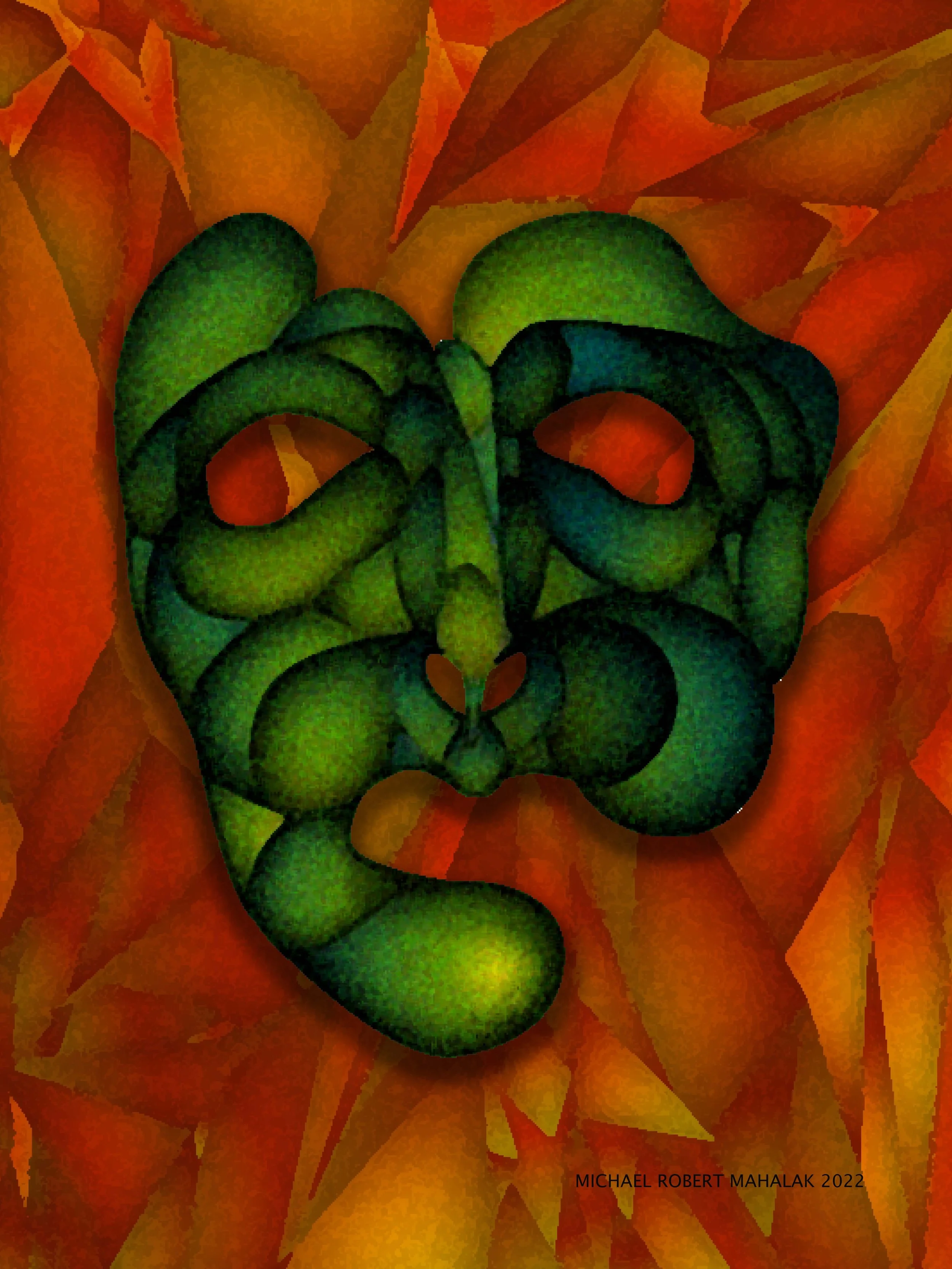 "Partial Green Mask", Digital, 9" x 12", 2022