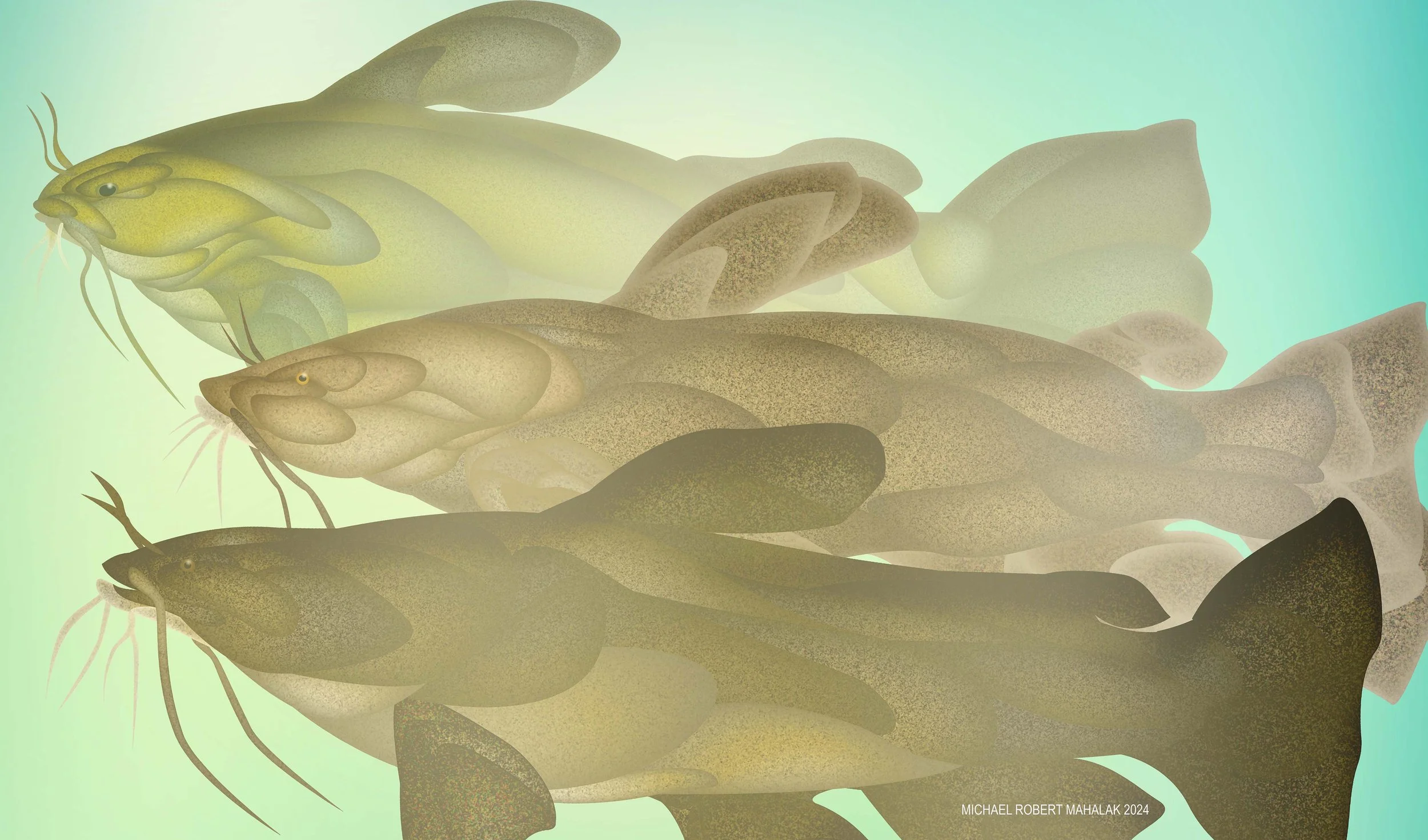 "Cat Fish Outing", Digital, 17" x 10", 2024