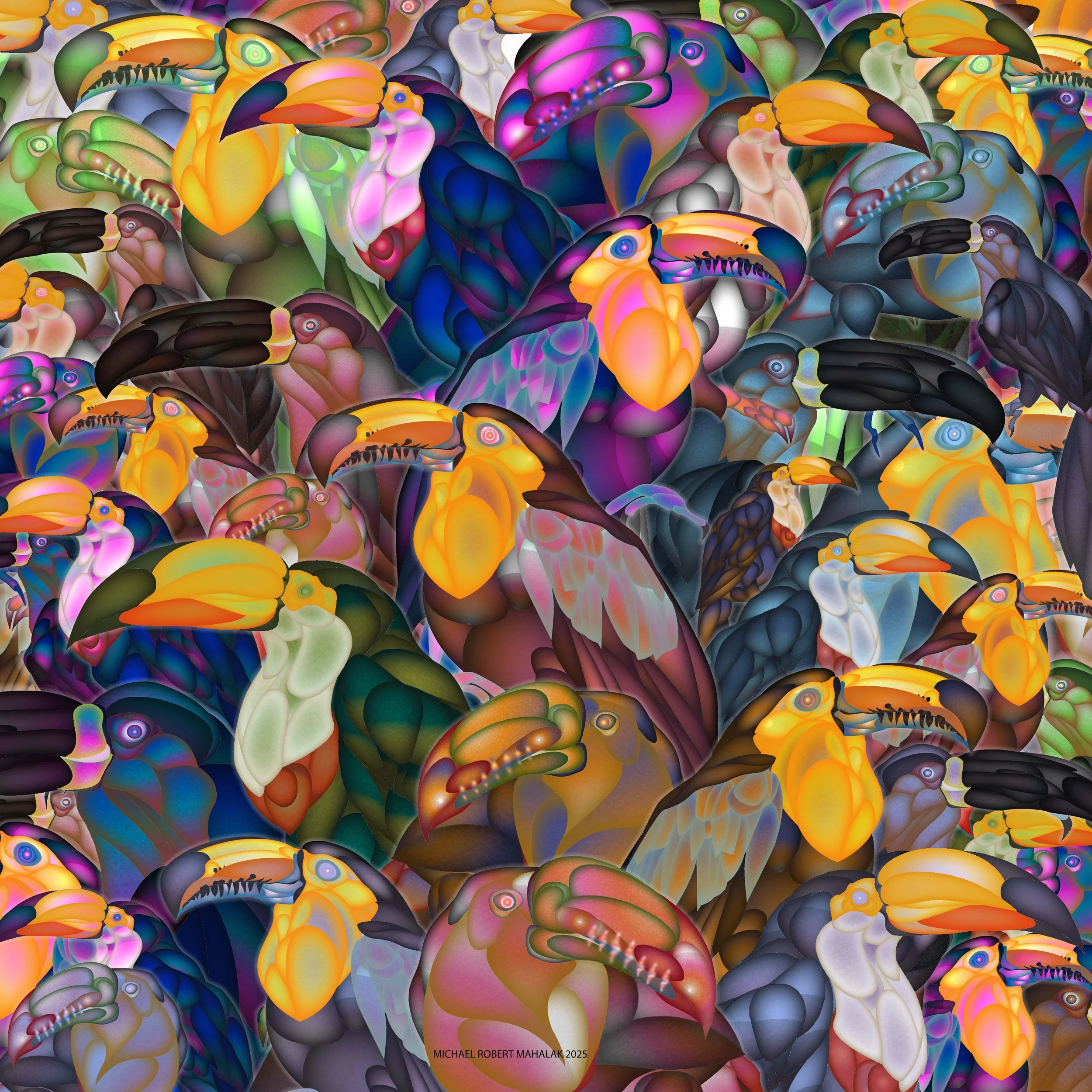 'Ramphastos & Tocotocan' Digital Art Print - 25" x 25"