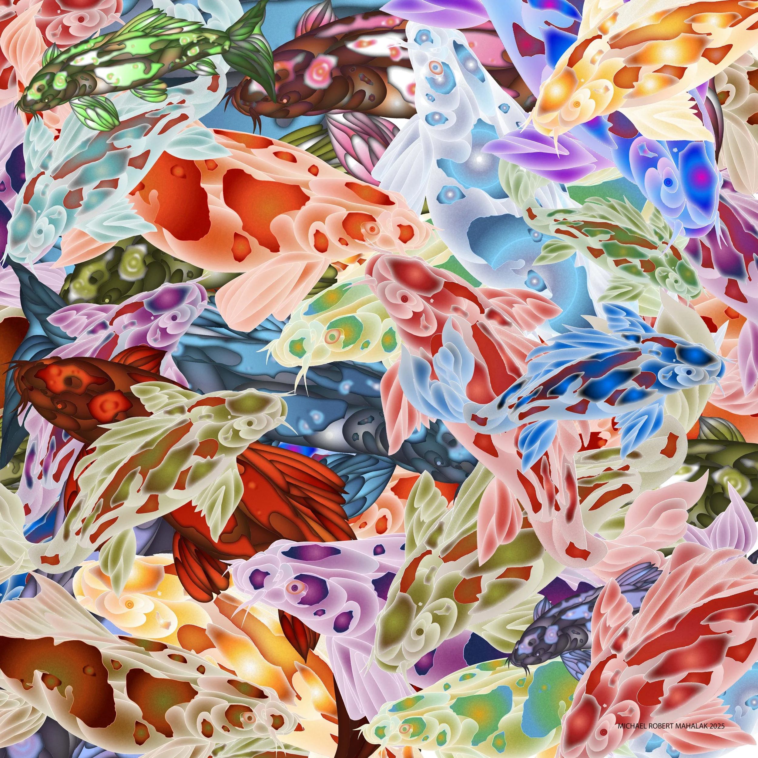 Serenity Splash: Koi Fish Digital Art