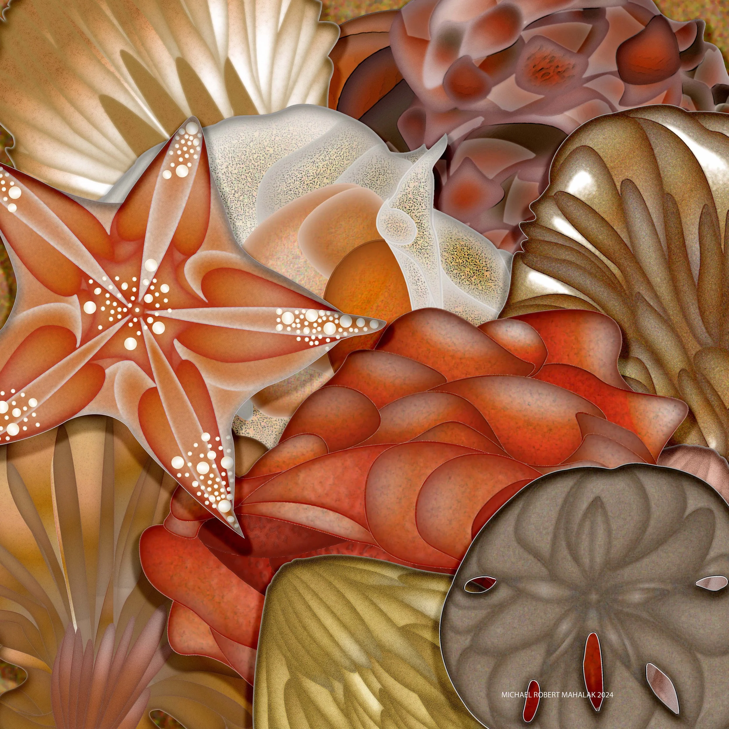 "Whit I Collected at the Beach", Digital, 46" x 46", 2024
