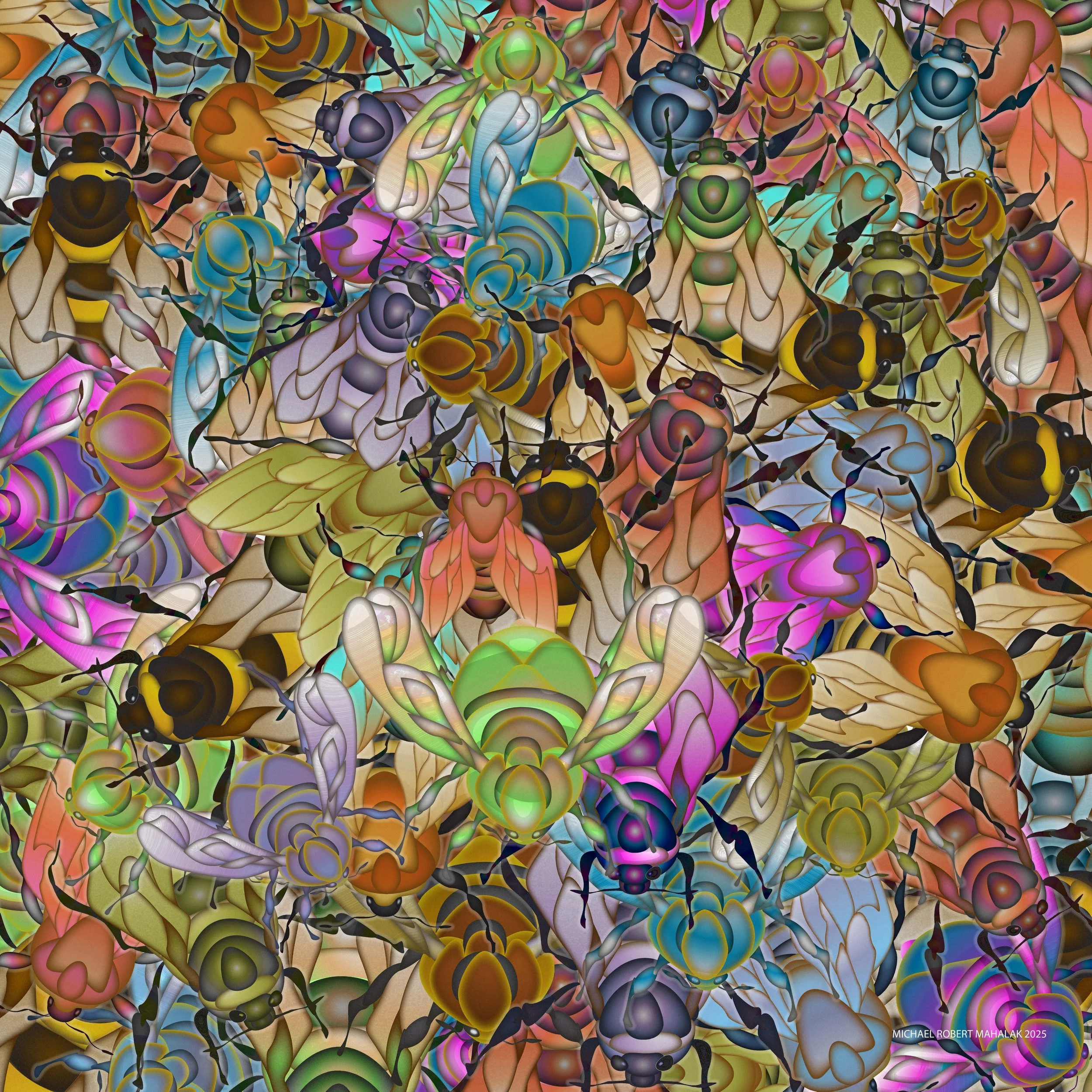 "Bee Hive Party"
Digital, 25" x 25", 2025