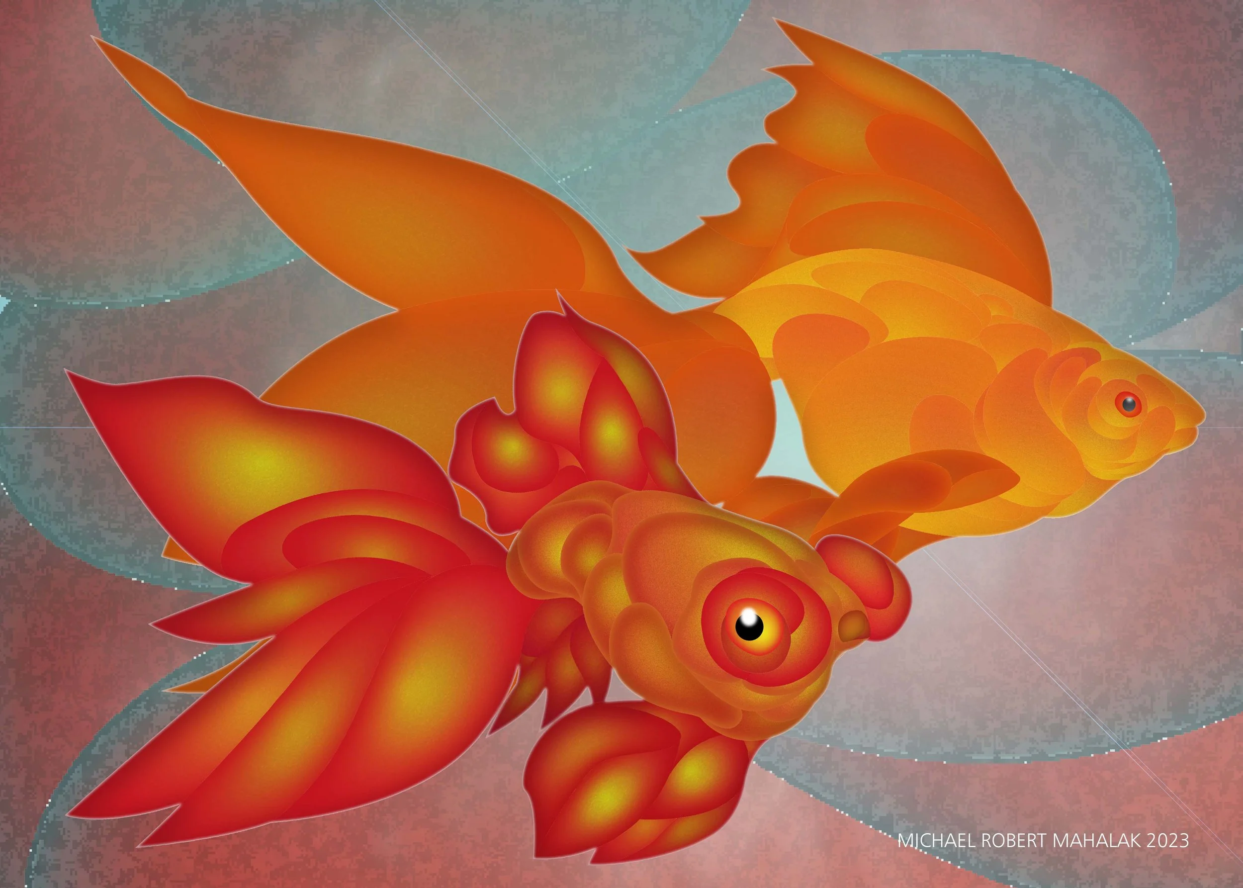 "Two Gold Fish", Digital, 7" x 5", 2023
