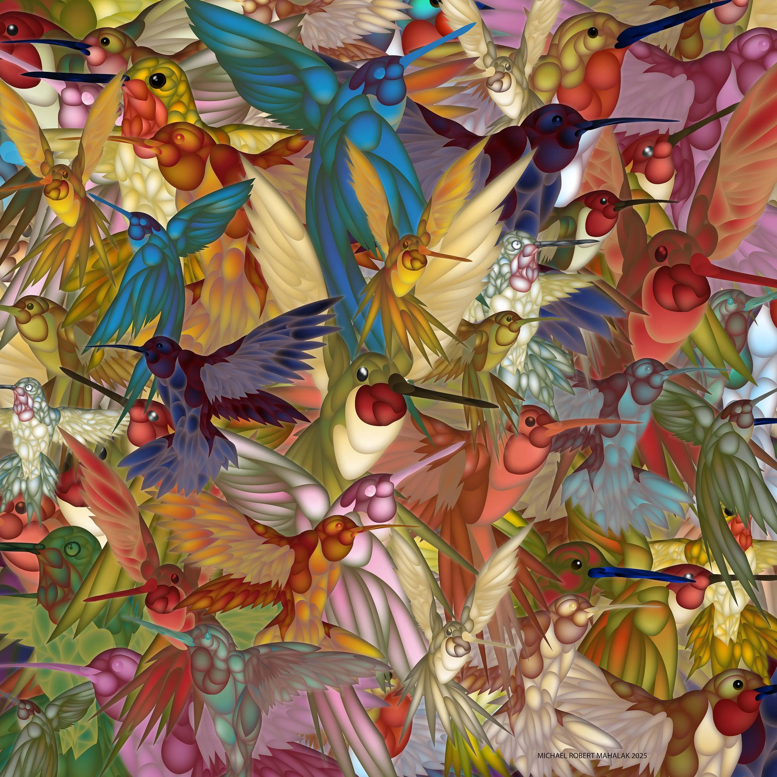 'The Humming Birds"
Digital, 25" x 25", 2025