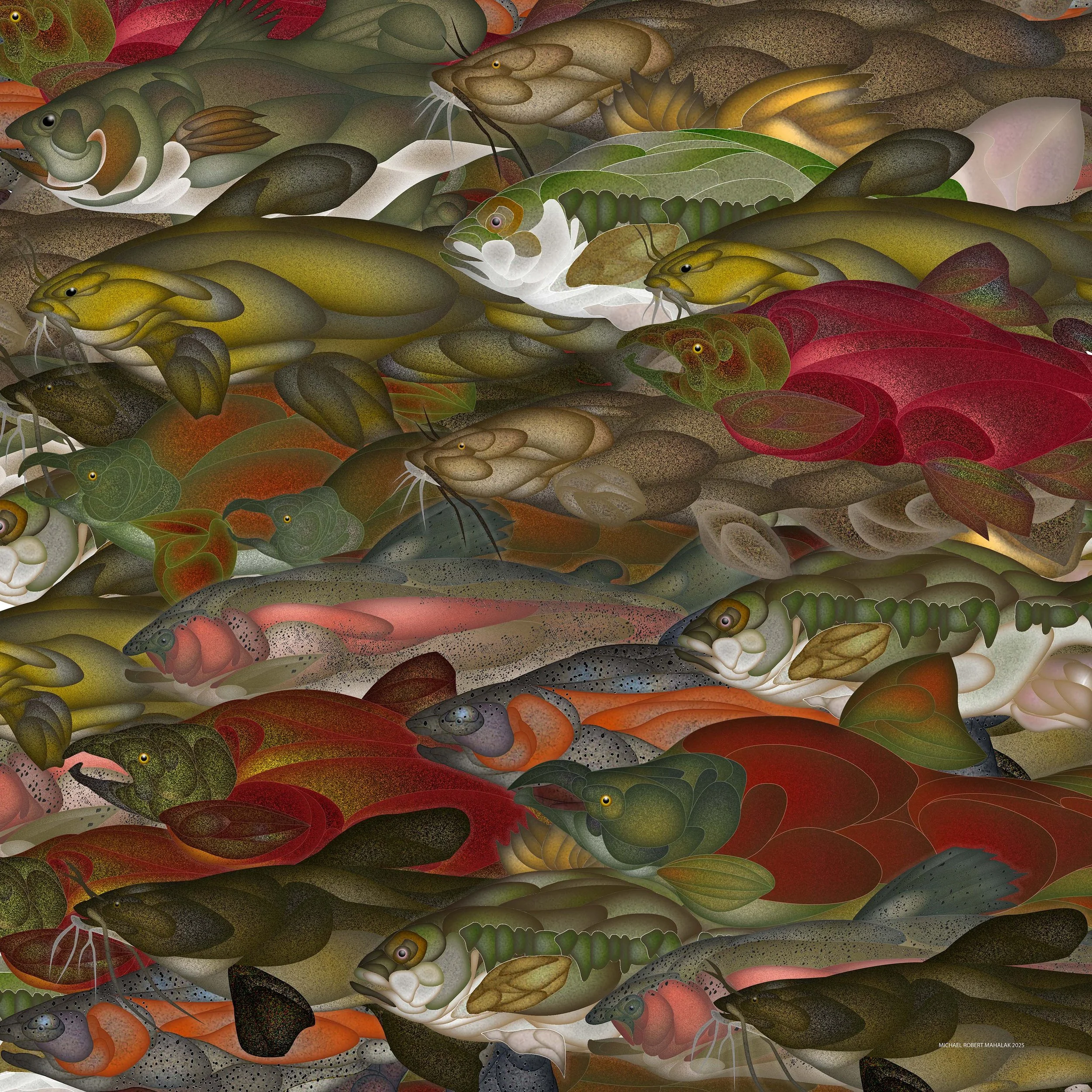 "The Catch of the Day", Digital, 35" X 35", 2025