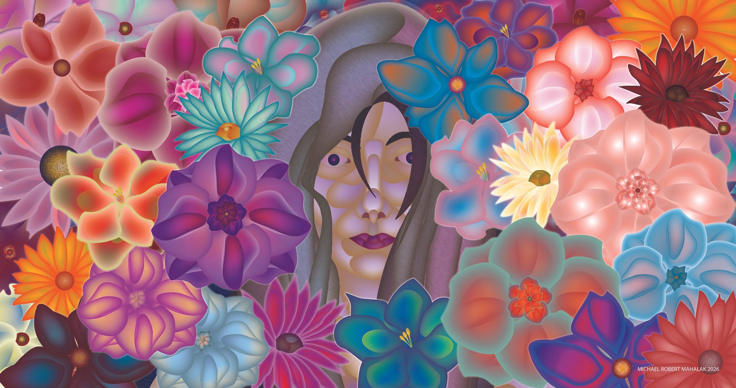 "Flower Lady", Digital, 19" X 36", 2026