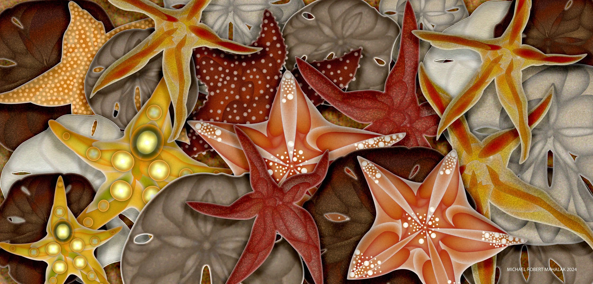 "The Star Fishes & Sand Dollars", Digital, 50" x 24", 2024