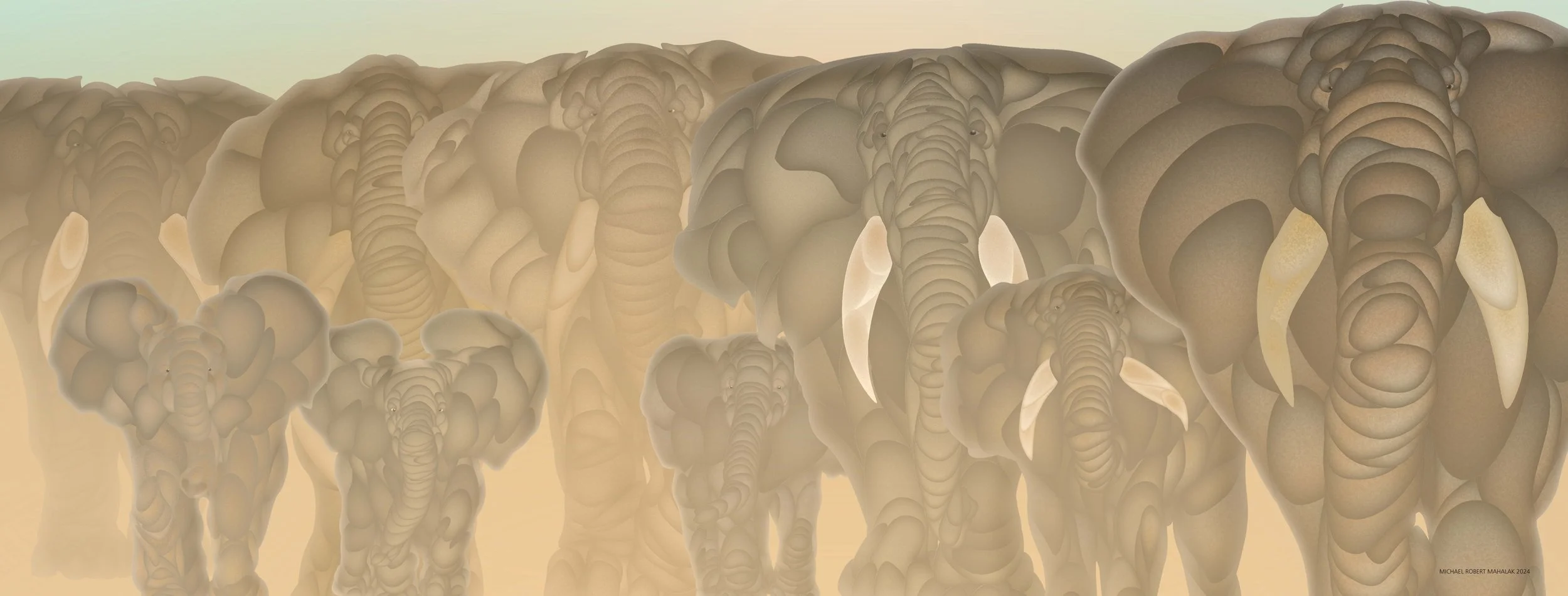 "The Great Elephant Movement", Digital, 50" x 19", 2024