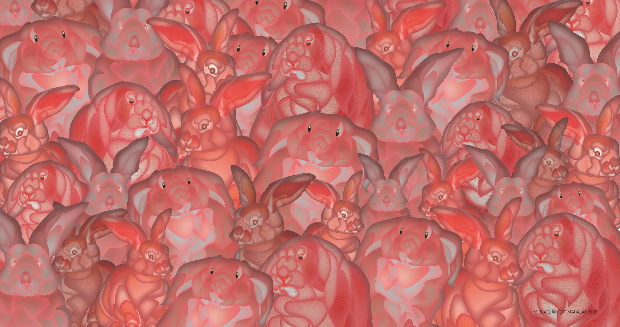 'Obsession with Pink Fuzzy Bunnies' Digital Art