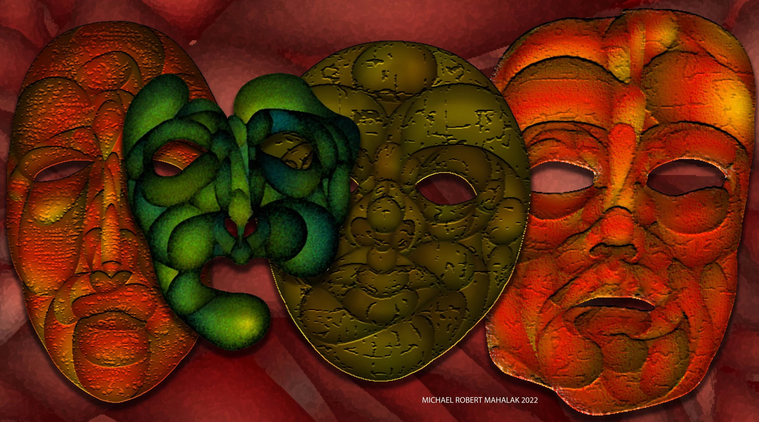 "Museum Collections of Ancient Masks", Digital, 17.99" x 10", 2022
