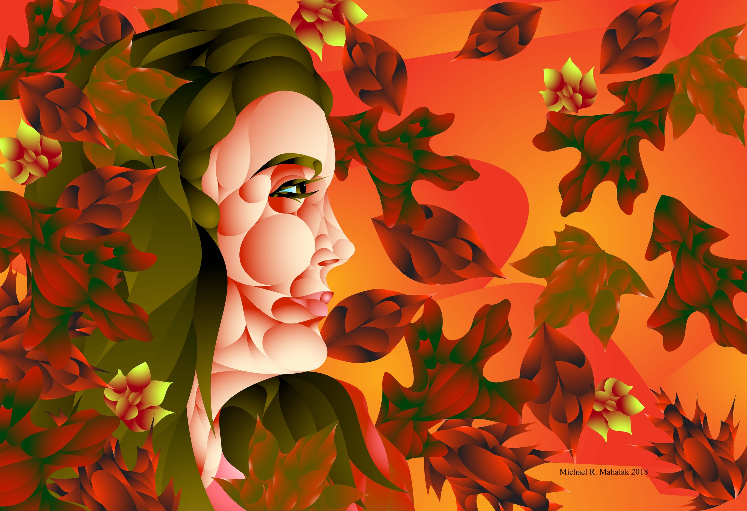 Sandi, A Woman In Red ", Digital,13" x 19", 2018